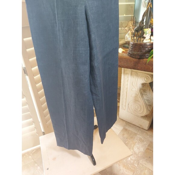 Linda Allard Ellen Tracy Blue Linen Jacket Pant Suit Women's Size 10 Long - Picture 15 of 16